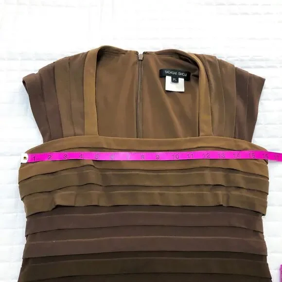 Tadashi Shoji Brown Ombre Banded Layered Bodycon Sheath Dress - Picture 5 of 9